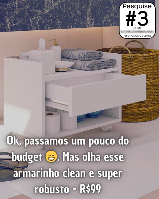 Essencial para quem precisa de flexibilidade. Com rodinhas, ele desliza facilmente, perfeito para guardar produtos de limpeza ou toalhas extras.